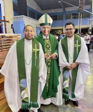 Mons. Reynaldo Evangelista with Fr. Vicent Dumdum RCJ (Superior of the community of St. Anthony's Boys Village) and Fr. JR Arezza (Vocation Director of St. Matthew Province)