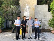 Fr. Joseph Phan Hoang Nguyen RCJ, legal representative of the Rogationists in Vietnam, with the three deacons elected for the Order of the Presbyterate.