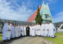 The Rogationist priests poses for a picture with Bishop Dominic