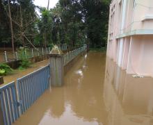 Water level at the students' residence at the Rogate Ashram in Aluva, Kerala.