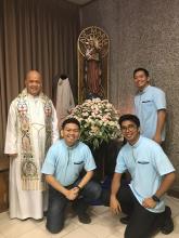 The three novices in Silang, Cavite, together with the Novice Master, Fr. Ariel Tecson
