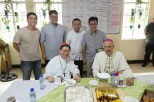 The Rogationist SHEC community with Cardinal Tagle, Archbishop Caccia and Fr. Herman Abcede. 