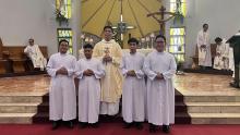 The Provincial Superior, Fr. Orville Cajigal, with the newly perpetually professed Religious students.